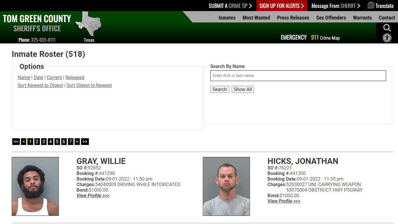 Inmate Roster (510) - Tom Green County Sheriff